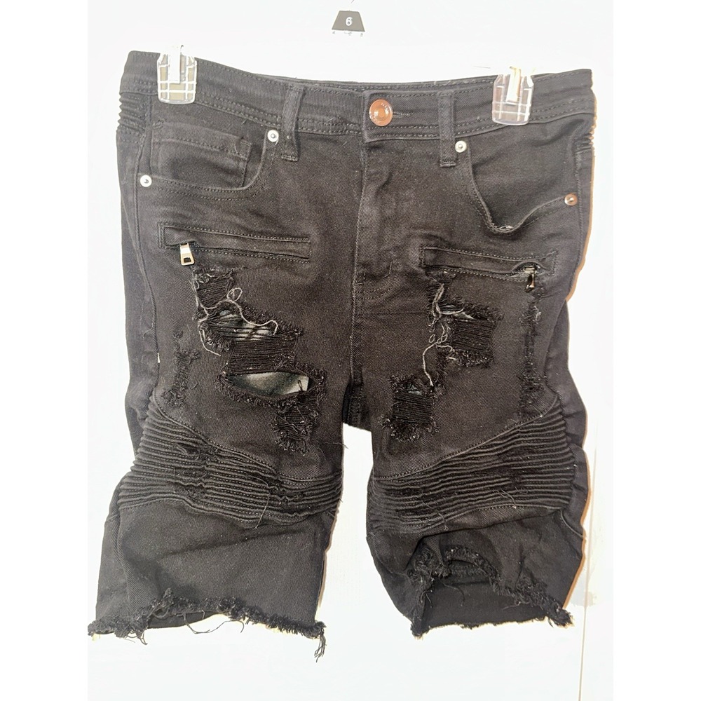 Rue21 Premiere Distressed Supreme Flex Black Jean Short Mens Size 30